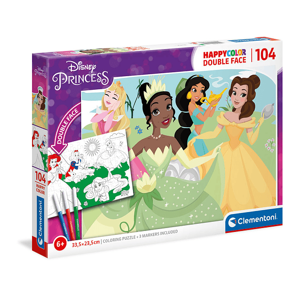 Puzzle Double Face 104 pçs - Disney Princess 1