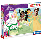 Puzzle Double Face 104 pçs - Disney Princess 1