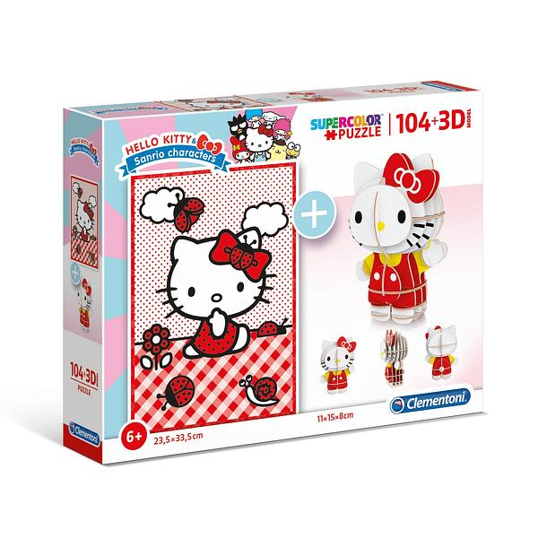 Puzzle 104 pçs + 3D Model - Hello Kitty 