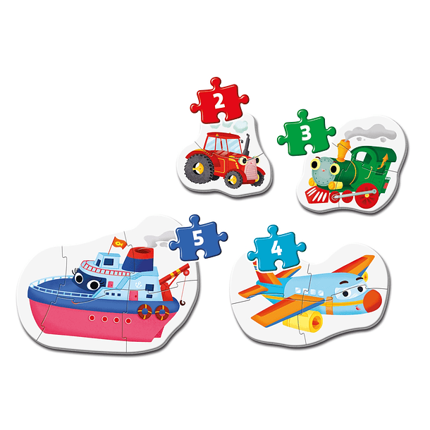 Puzzle 2+3+4+5 pçs - Meios de Transporte 2