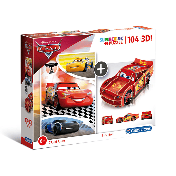 Puzzle 104 pçs + 3D Model - Cars 1