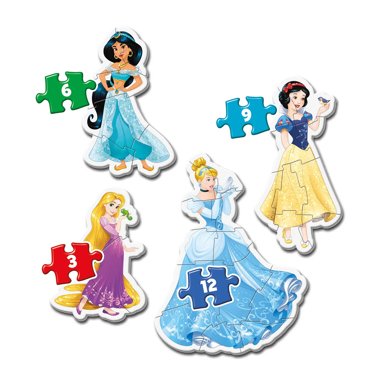 Puzzle 3+6+9+12 pçs - Disney Princess | Cubos Luminosos