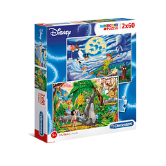 Puzzle 2x60 pçs - Peter Pan + The Jungle