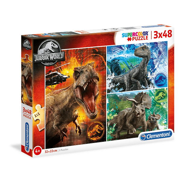 Puzzle 3x48 pçs - Jurassic World 1
