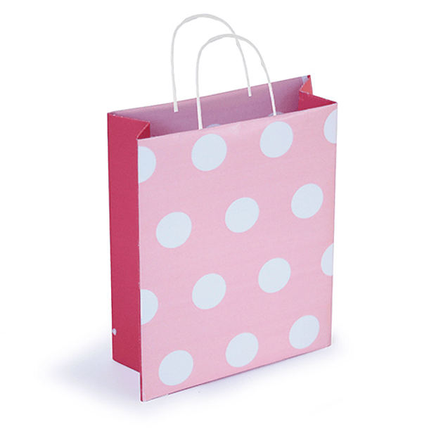 Saco Rosa Bebé Bolinhas Brancas 