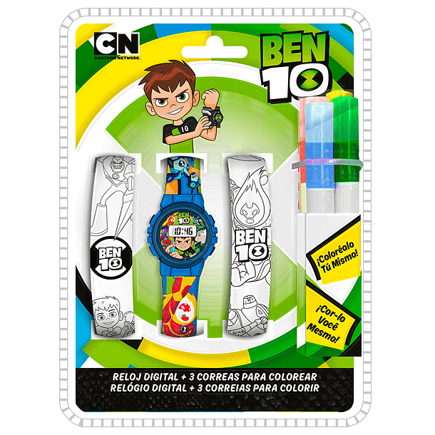 Ben 10 - Relógio Digital + 2 Correias para Colorir 