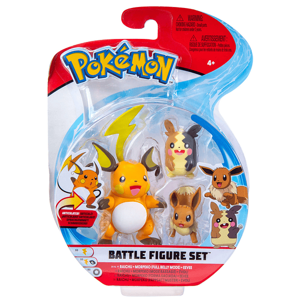 Figuras de Batalha - Raichu + Morpeko + Eevee 1