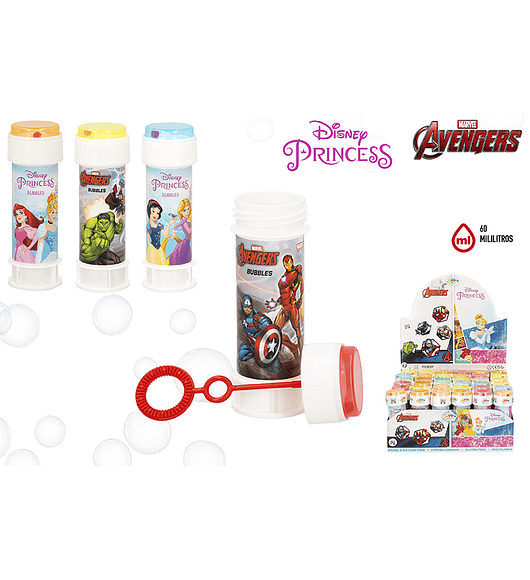 Bolas de Sabão Mix Avengers e Disney Princess
