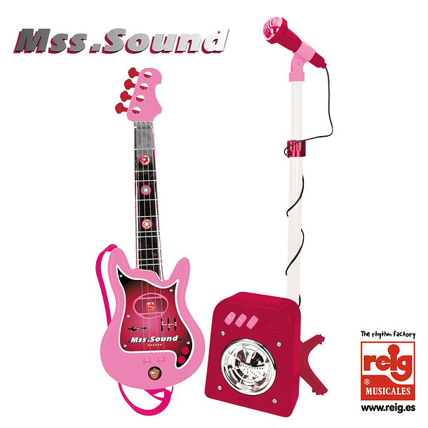 Conjunto Guitarra + Microfone Rosa 