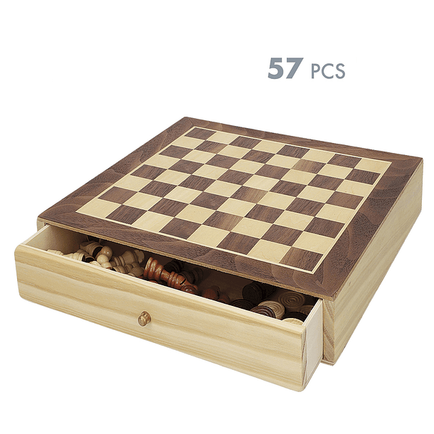 CB Games - Jogo de Xadrez e Damas de Madeira 3