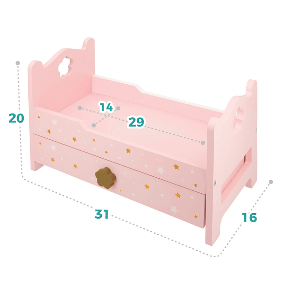 Woomax - Cama de Madeira para Bonecas 3