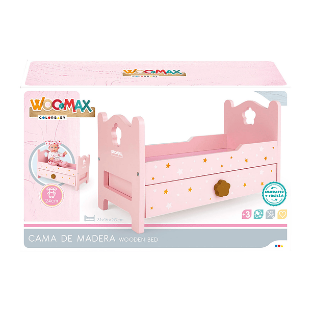 Woomax - Cama de Madeira para Bonecas 1