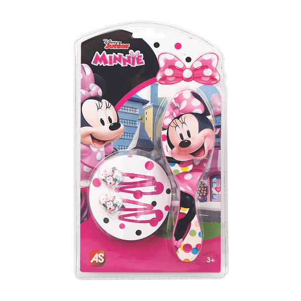 Minnie - Escova + Clips Rosa 1