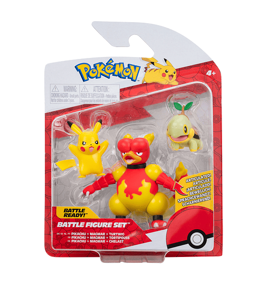 Battle Figure Set - Pikachu + Magmar + Turtwig