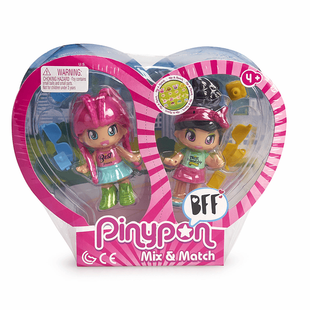 PinyPon Pack Best Friends - Cabelo Rosa e Preto 