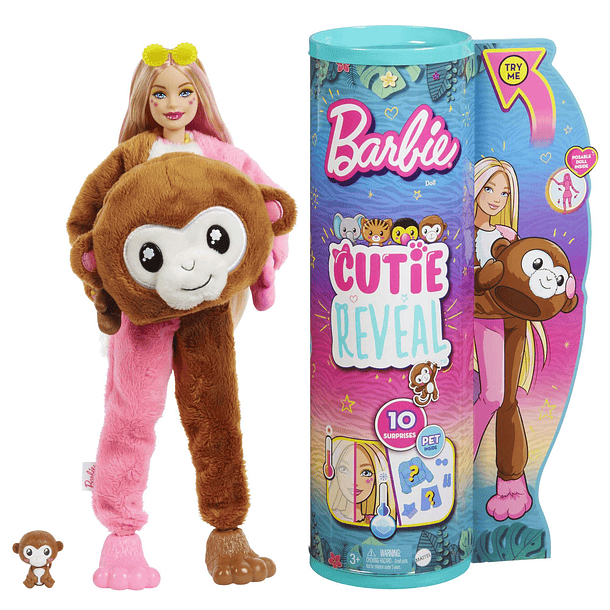 Barbie Cutie Reveal Amigos da Selva Macaco 1