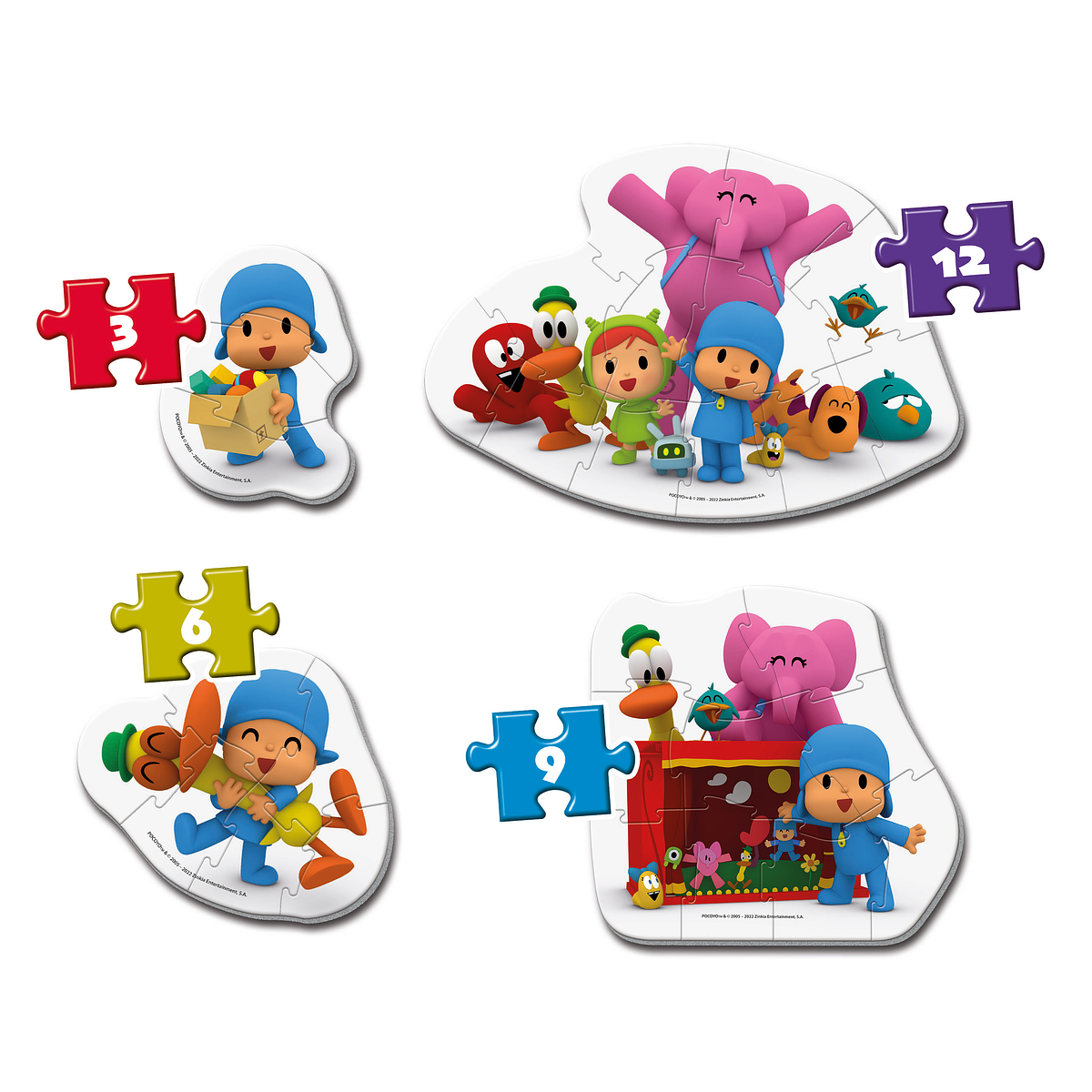 Puzzle 3+6+9+12 pçs Pocoyo Cubos Luminosos