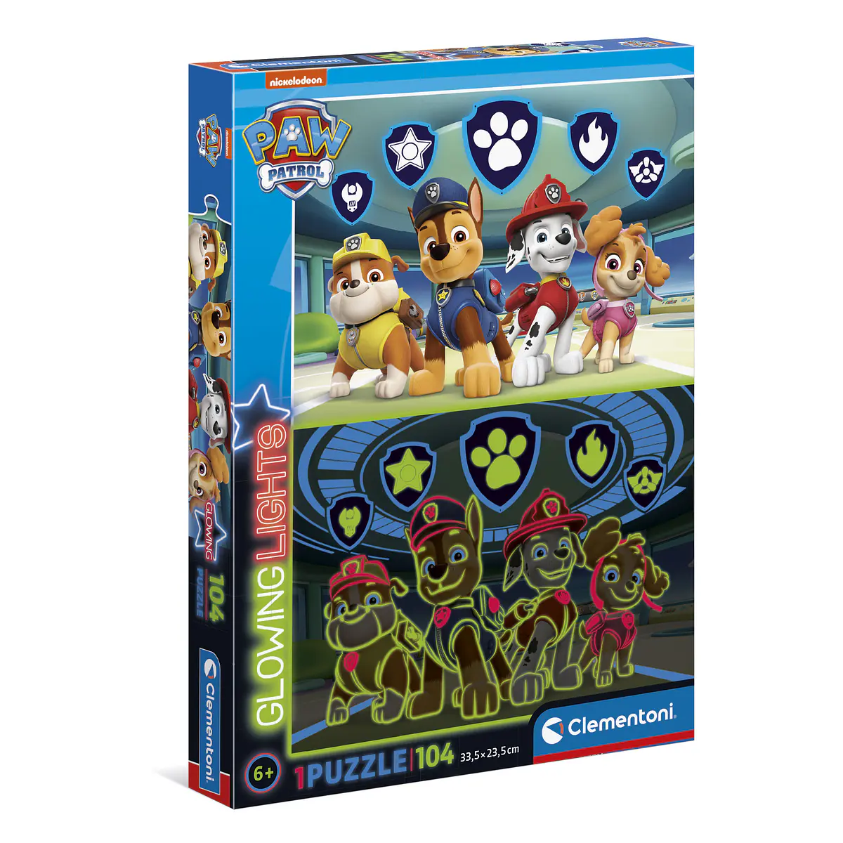 Puzzle Glowing 104 pçs - Patrulha Pata | Cubos Luminosos