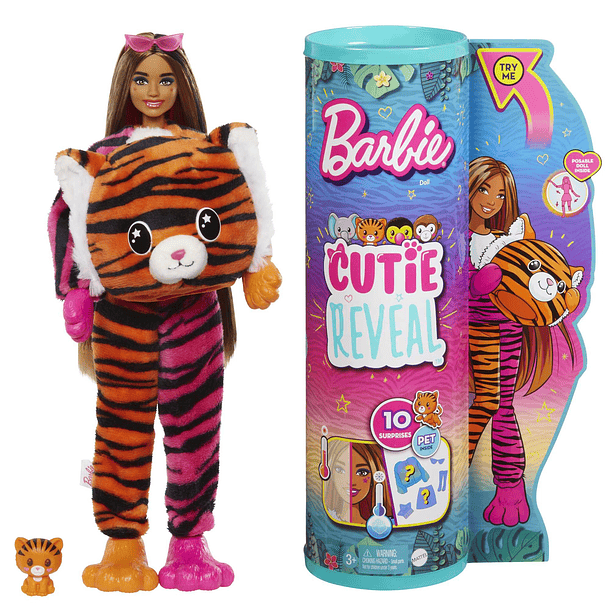 Barbie Cutie Reveal Amigos da Selva Tigre 1