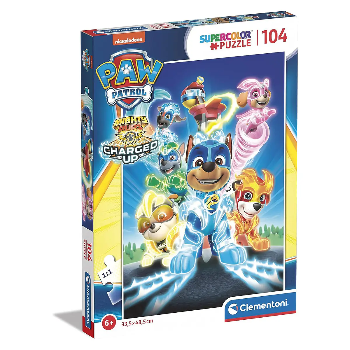 Puzzle 104 pçs - Patrulha Pata Charged Up | Cubos Luminosos