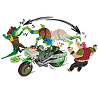 Veículo com Figura Ninja Kick Cycle - Leonardo 4