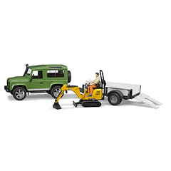 Land Rover Defender com Atrelado e Micro Escavadora JCB
