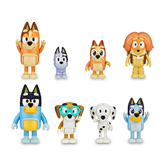 Bluey - Pack 8 Figuras Família e Amigos