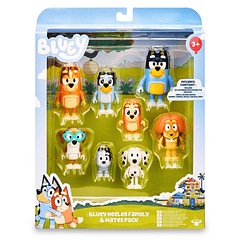 Bluey - Pack 8 Figuras Família e Amigos