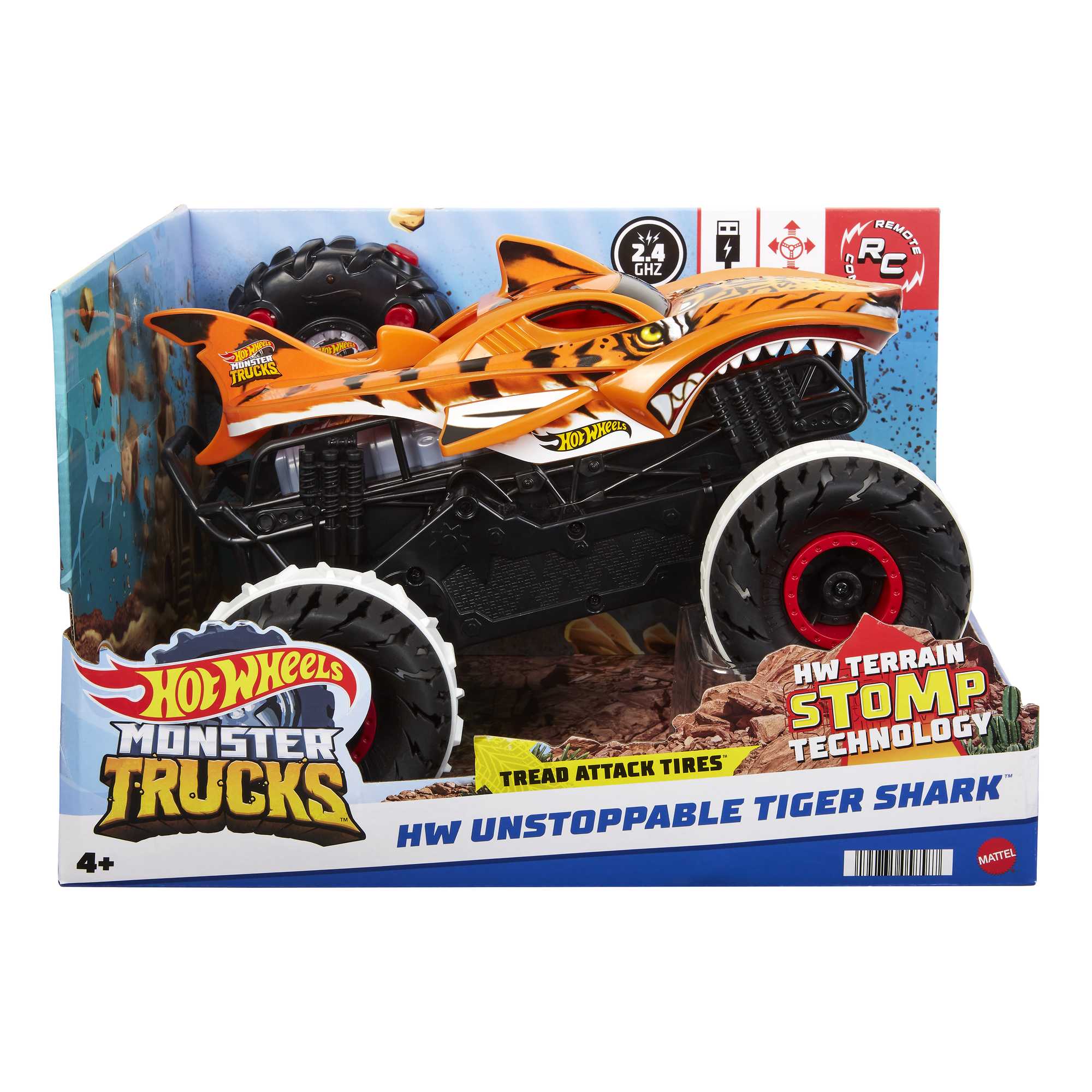 Hot Wheels Monster Trucks - Unstoppable Tiger Shark RC | Cubos Luminosos