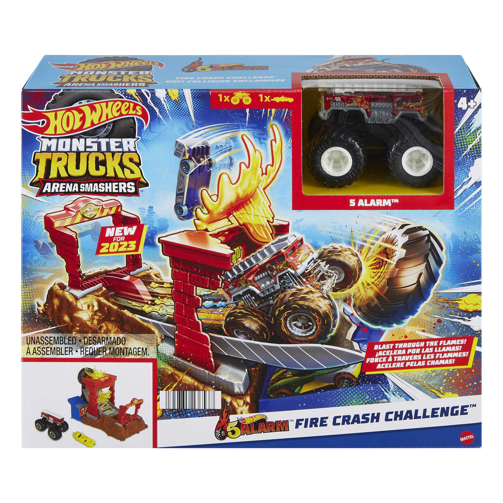 Hot Wheels Monster Trucks Arena Smashers Demo Derby Car Jump Challenge  Playset