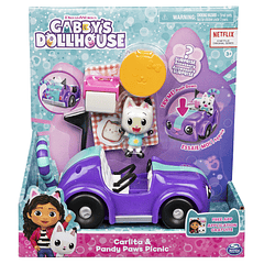 Gabby's Dollhouse - Veículo com Figuras Carlita & Pandy Paws Picnic