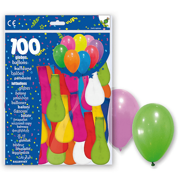 Saco com 100 Balões Coloridos 