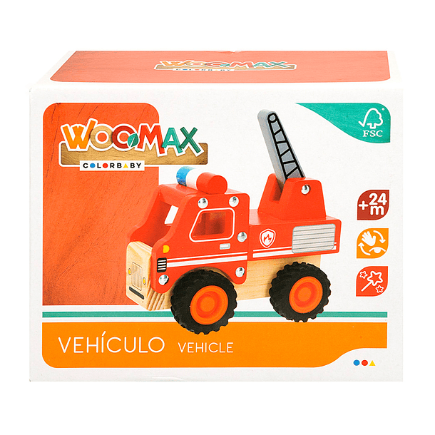 Woomax - Mini Veículo Bombeiros em Madeira 