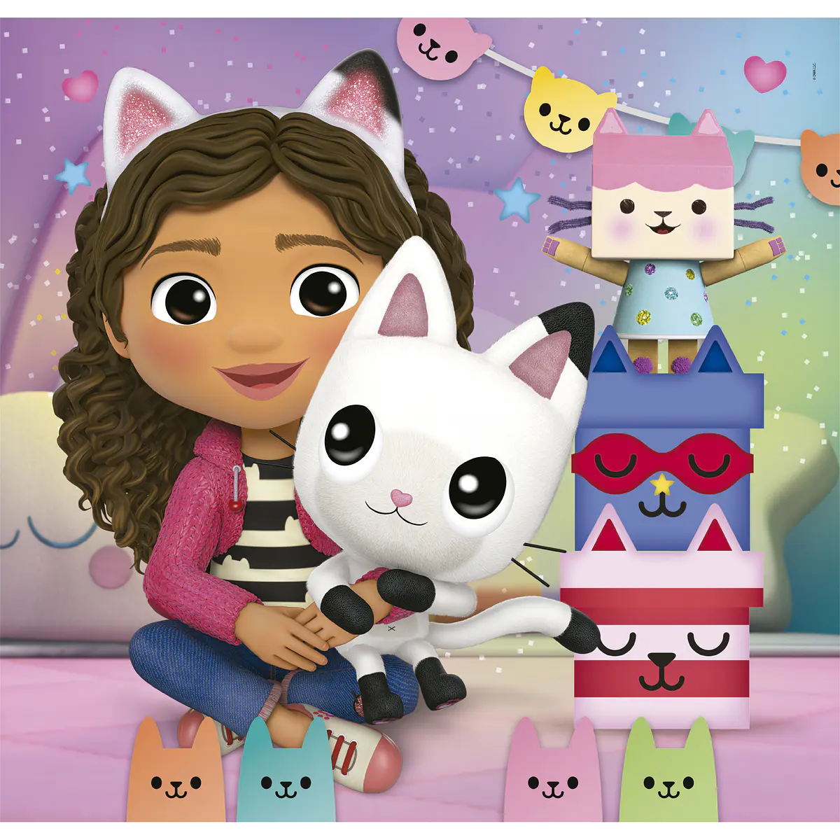 Puzzle 3 x 48 pçs - Gabby's Dollhouse com os Amigos | Cubos Luminosos