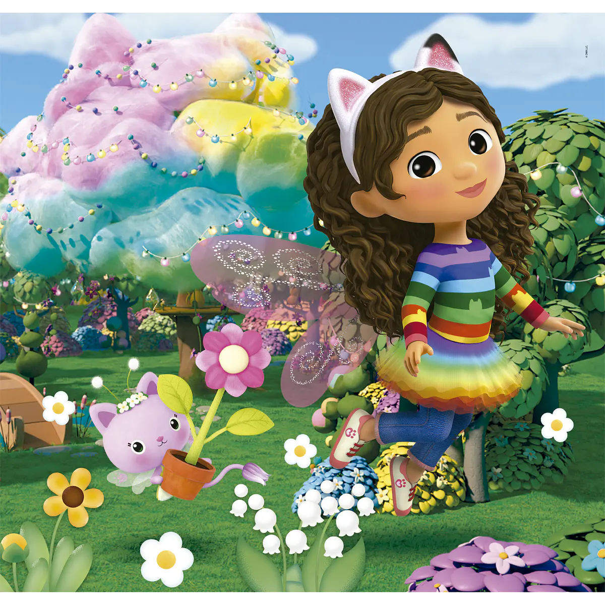 Puzzle 3 x 48 pçs - Gabby's Dollhouse com os Amigos | Cubos Luminosos