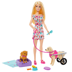 Barbie Passeia Cão com Cadeira de Rodas