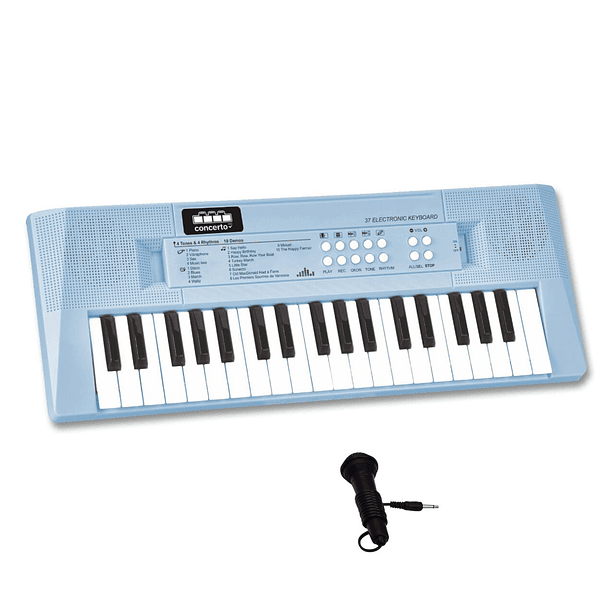 Órgão Eletrónico com Microfone de 37 Teclas Azul 