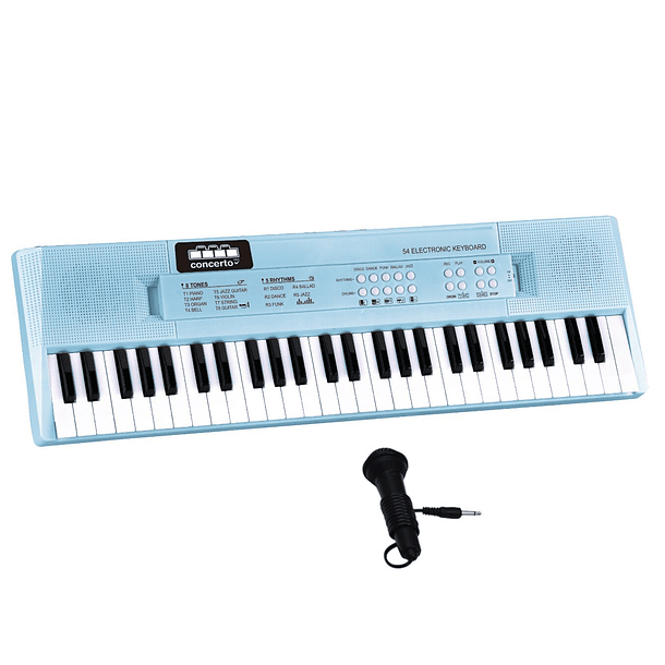 Órgão Eletrónico com Microfone de 54 Teclas Azul 