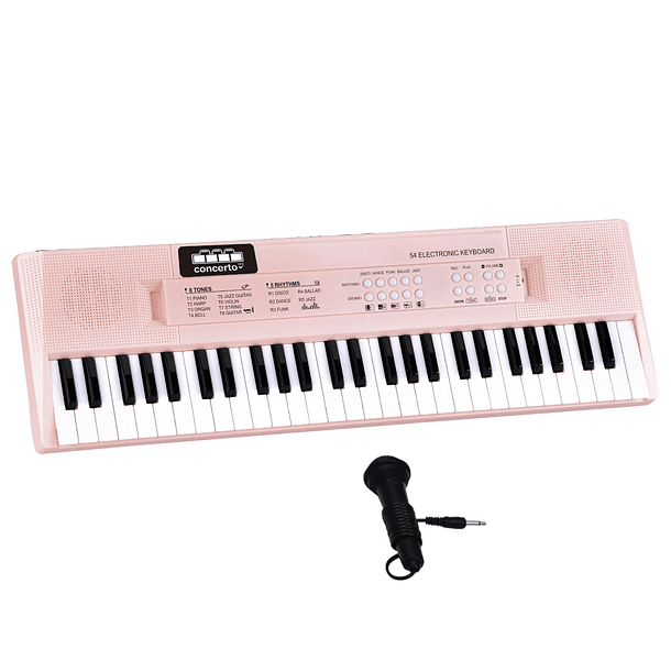 Órgão Eletrónico com Microfone de 54 Teclas Rosa 