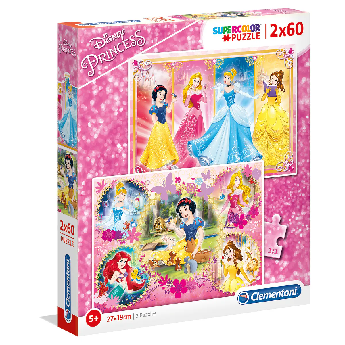 Puzzle 2x60 pçs - Disney Princess | Cubos Luminosos