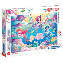 Puzzle Glitter 104 pçs - Sereias