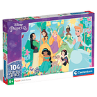 Puzzle Glitter 104 pçs - Disney Princess 1