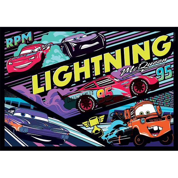 Puzzle Glowing 104 pçs - Cars Glow Racers 2