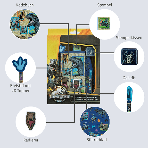 Jurassic World - Conjunto de Escrita com Caderno 3
