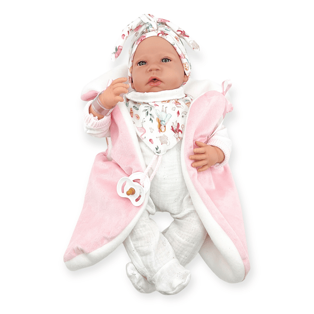 Sweet Reborn com Som Real - Menina com Macacão Branco 