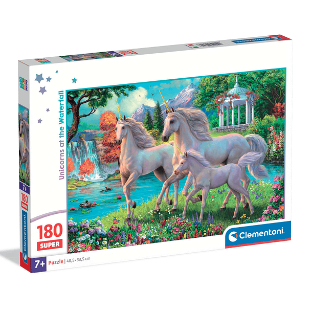 Puzzle 180 pçs - Unicórnios na Cascata 1