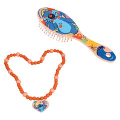 Stitch - Escova Cabelo e Colar Laranja
