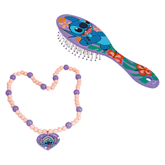 Stitch - Escova Cabelo e Colar Rosa