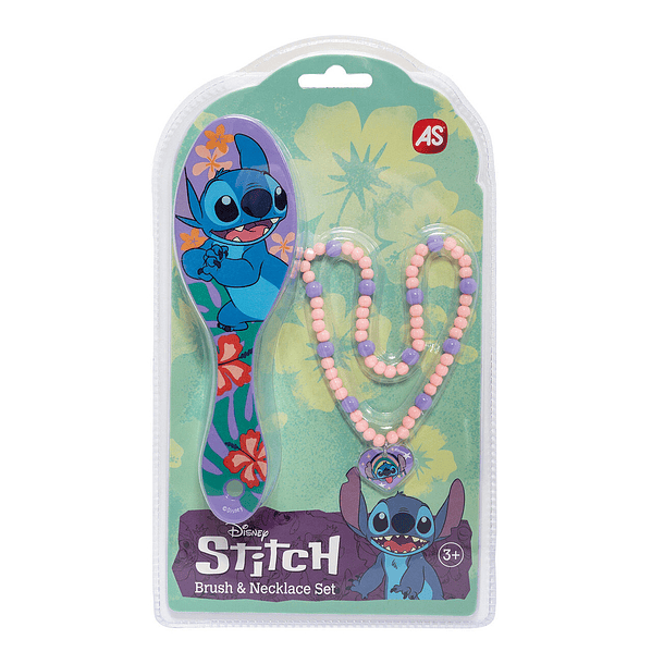 Stitch - Escova Cabelo e Colar Rosa 1