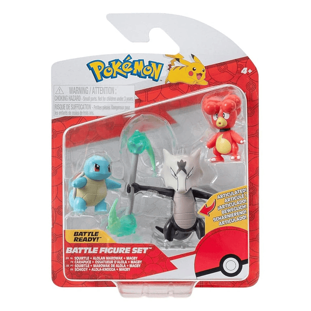 Pokémon - Battle Figure Set Squirtle + Alolan Marowak + Magby 1